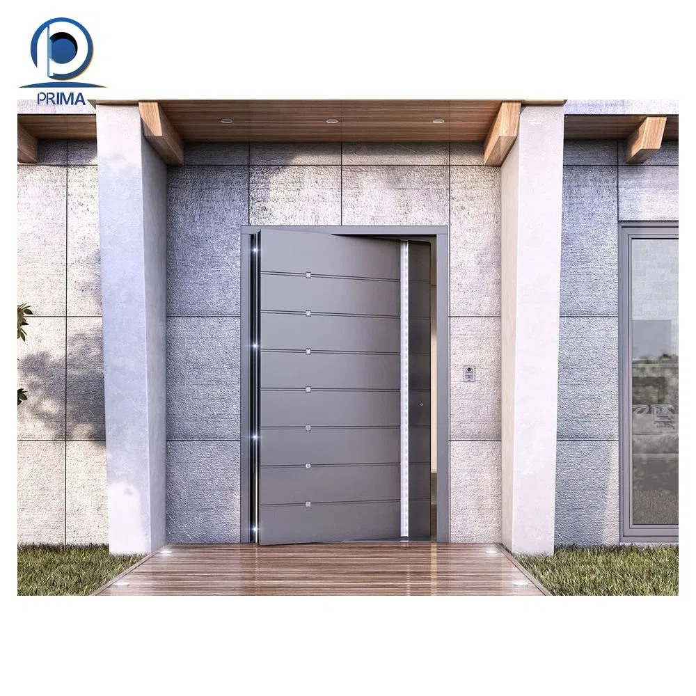Modern Luxury Design Wooden Slat Hidden Entrance Pivot Entry Door for Villas