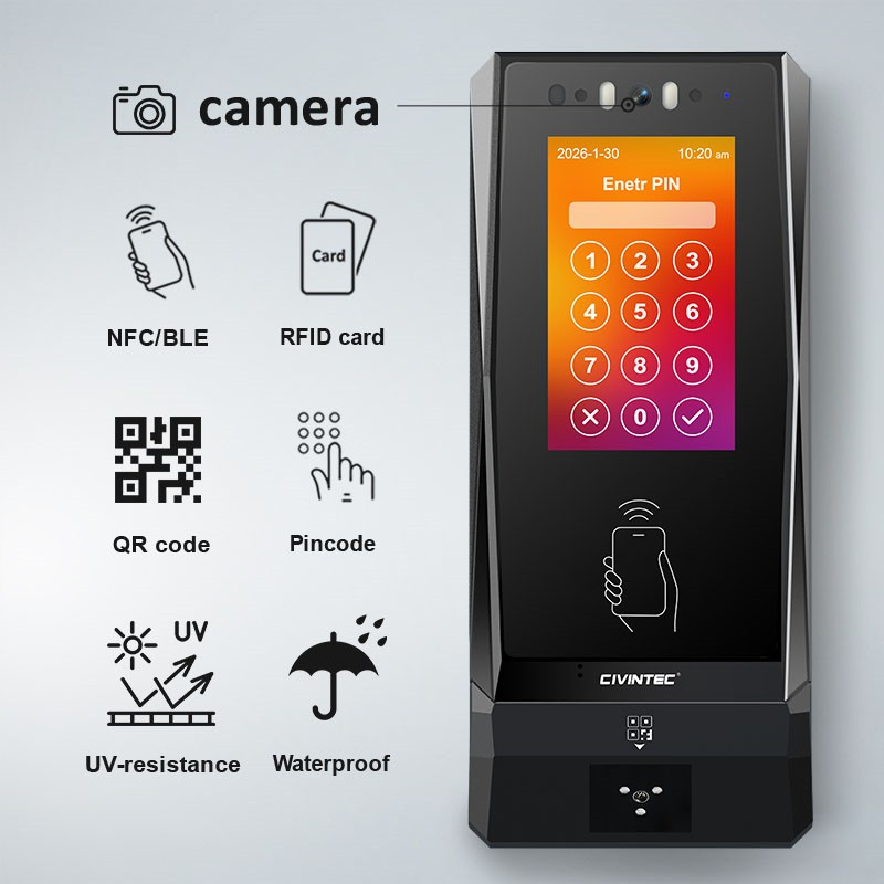 Cloud HTTPS Real-time Facial Recognition Access Control System WiFi with Intercom Auto Camera secure building entry management