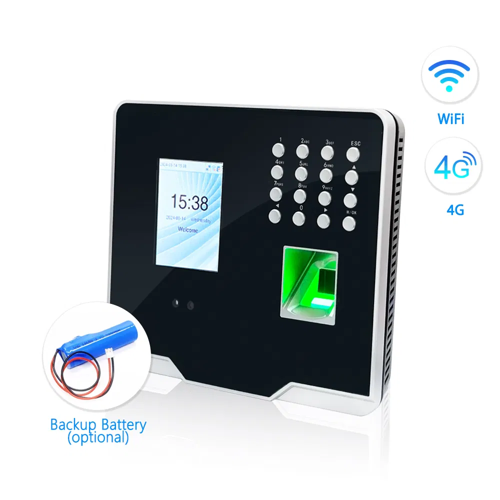 Biometrics Access Control System Facial Detection Fingerprint Time Attendance Device with Built-in Battery