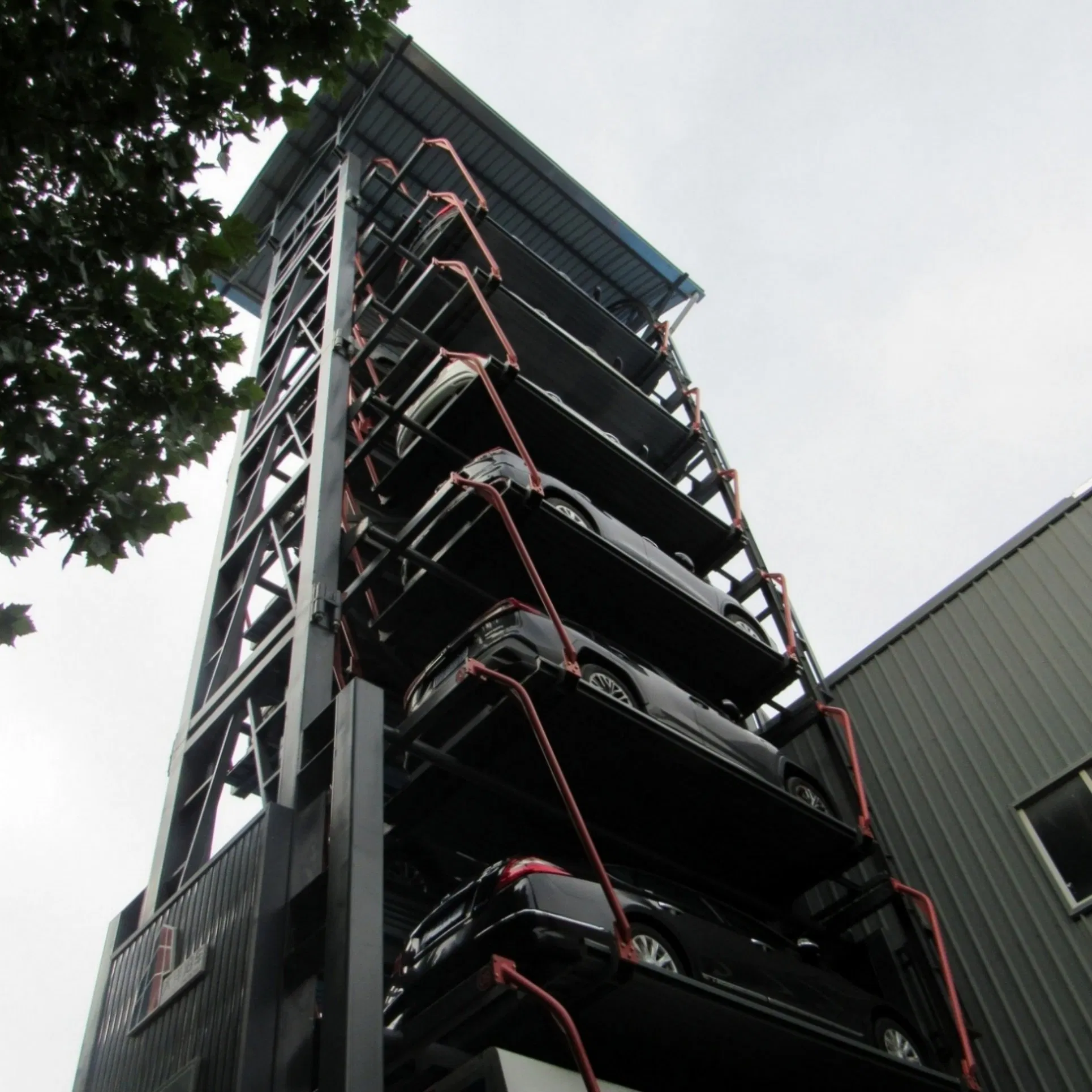 Nine Tier Vertical Rotary Parking System with Integrated Lighting and Security for SUV Parking Areas
