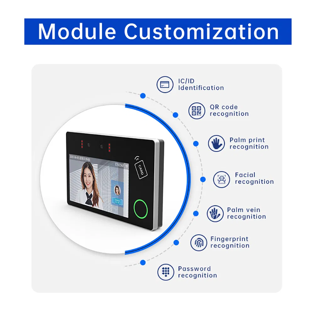 5-Inch High Security Free Sdk Fingerprint Card Reading Facial Recognition Authentication Time and Attendance Biometric Access Control Face Recognition Devices