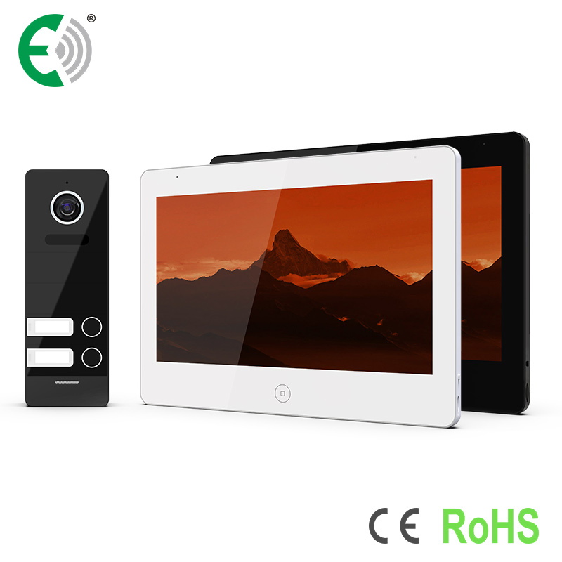 4-Wire 10.1"HD Touch Screen Apartment Security Video Doorphone Intercom System for 2 Family