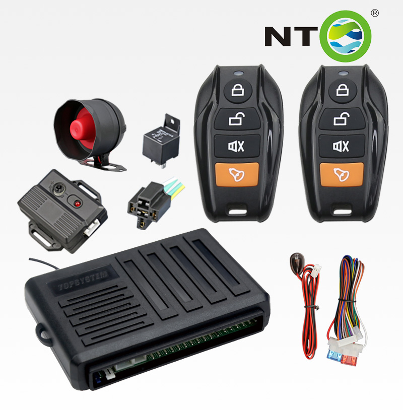 Nto 1-Way Car Alarm System with 2 Remotes &amp; Keyless Entry Universal Door Lock Actuator 2 Wire