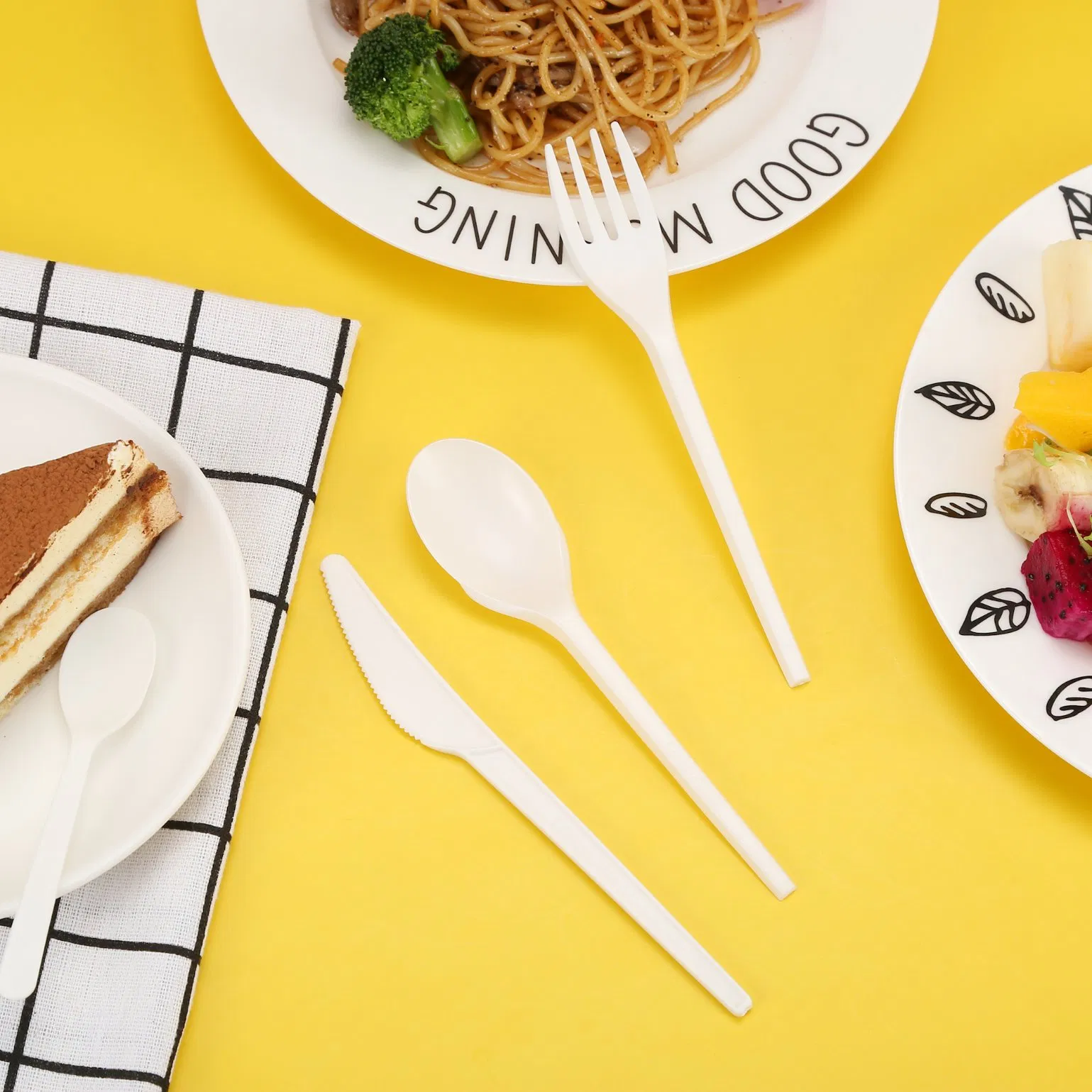 Hot Selling Cheap Custom White Disposable Plastic Fruit Fork Biodegradable Cutlery