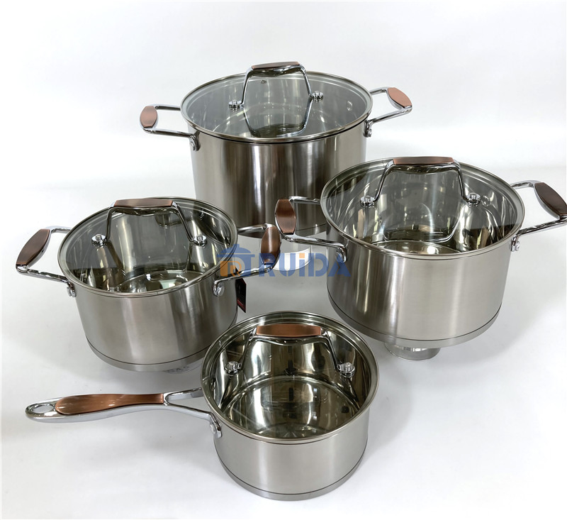 Custom Best Quality 8PCS Stainless Steel Pots and Pan Casserole Cookware Set