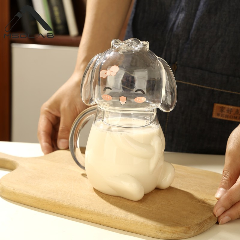 Artistic Rabbit Glass Drinkware with Unique Bead Handle Accessory