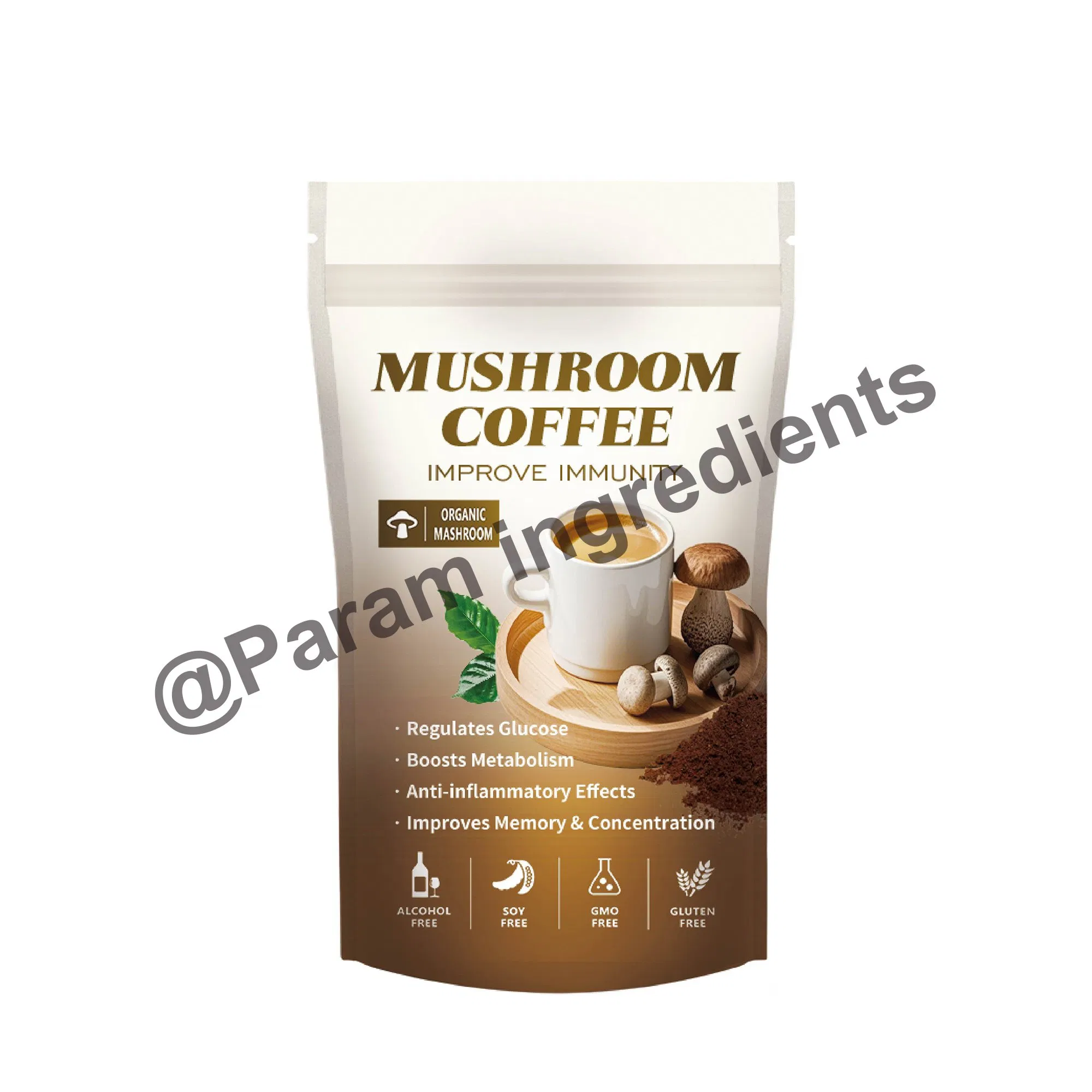 Instant Coffee with Mushroom Extract OEM Private Label Functional Mushroom Coffee Powder