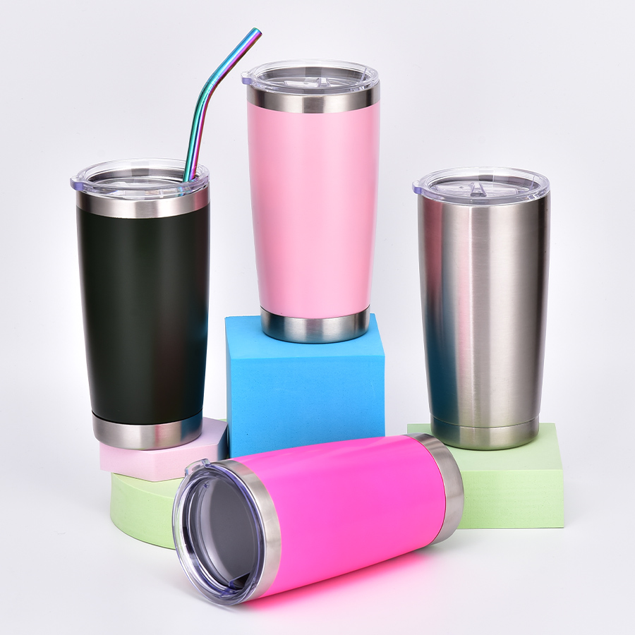 Vacuum Insulated Stainless Steel Tumbler Thermo Travel 20oz Coffee Mug Thermal Cup Drinkware with Straw and Lid