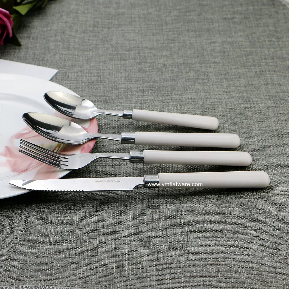 Stainless White Plastic Handle Cutlery Top Sale on Amazon