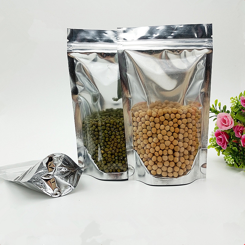 Customized Stand up Pouches Clear Front and Foil Back Food Storage