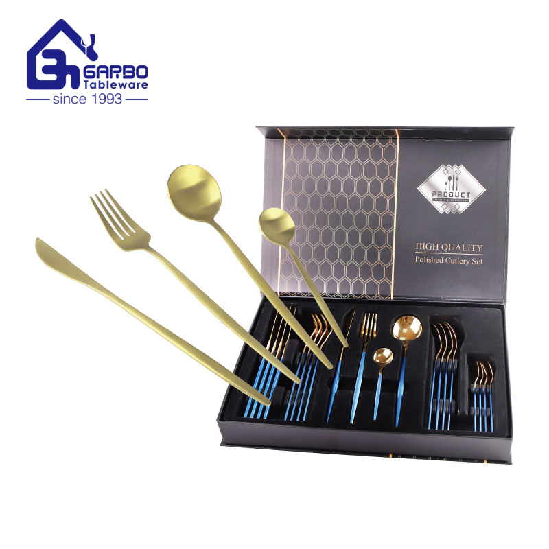 Hot Selling Gold Stainless Steel Cutlery Set Classic Design Hotel Restaurant Cutlery Set Portuguese Style Dinnerware 4PCS Set