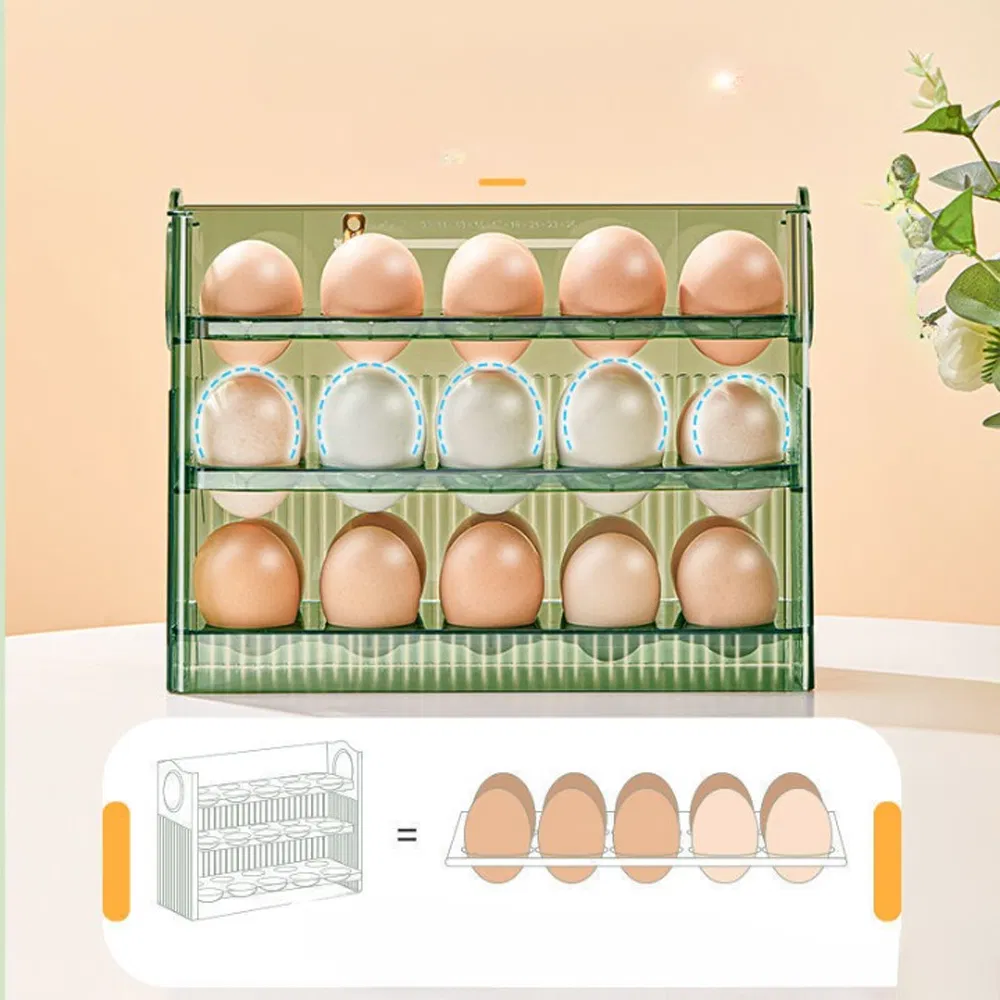 Auto-Rotating Egg Tray Freshness Tracker Kitchen Storage Egg Timer PRO Fridge Organizer