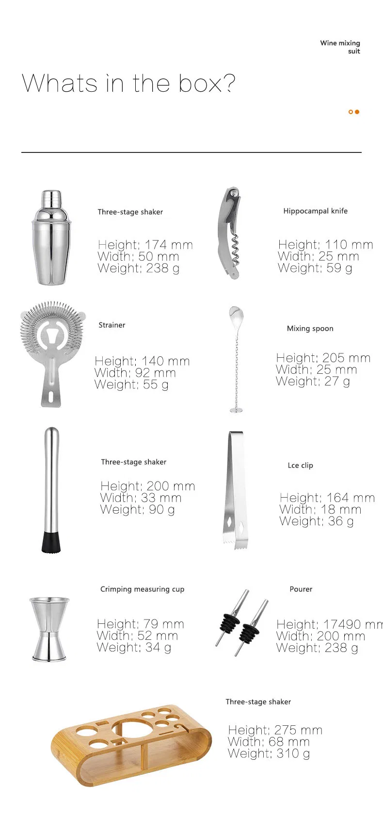 Bartender Kit Details
