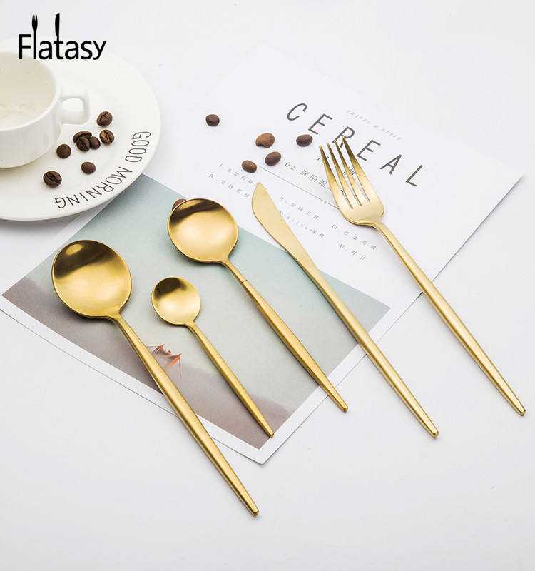 Wholesale Modern Luxury Gold Stainless Steel Dinner Cutlery with FDA