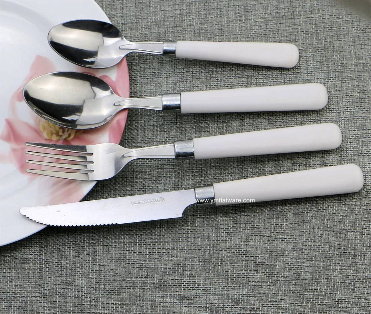 Stainless White Plastic Handle Cutlery Top Sale on Amazon