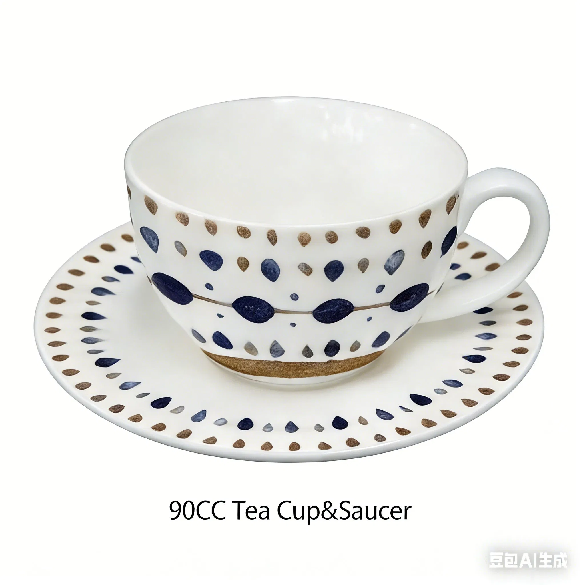 Ceramic Dinner Plates Set Blue Gold Printed Tableware for Middle East