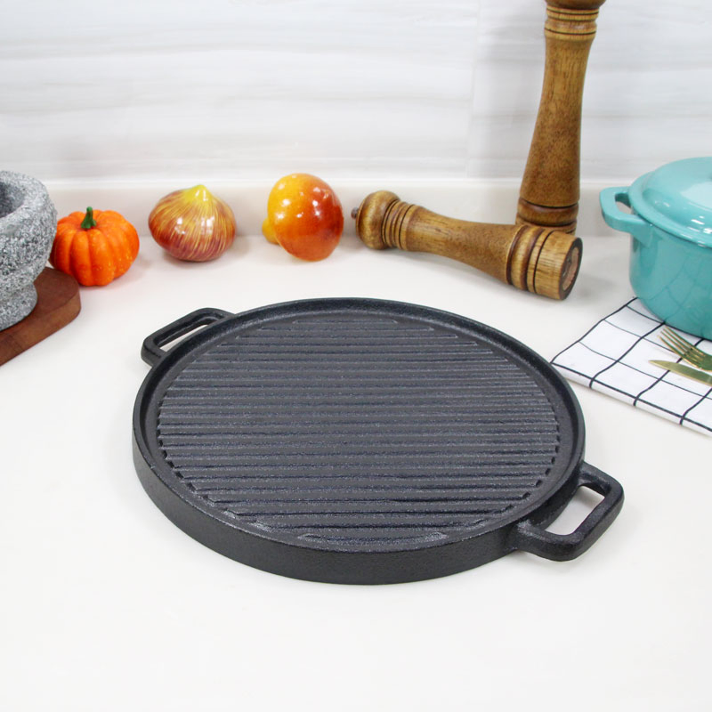 12 Inch Preseasoned Non Stick Cast Iron Grill and Griddle Pan Versatile Cookware for Meals