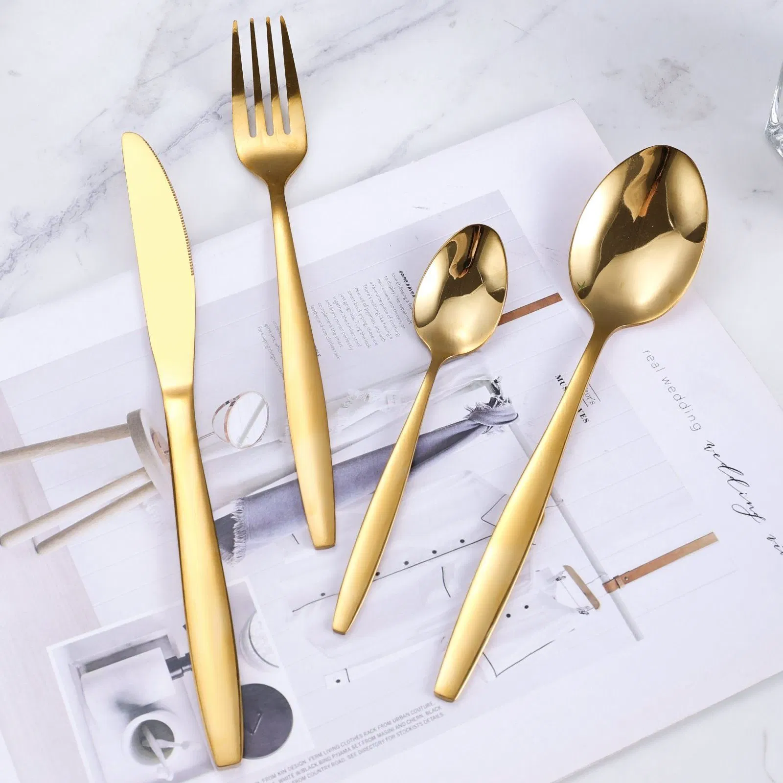 Factory Price Luxury Tableware Golden Dinnerware Stainless Steel Cutlery Set