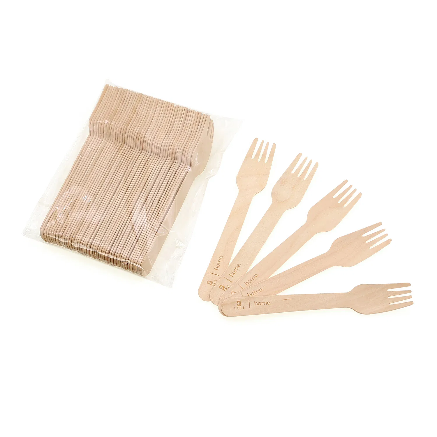 Customized Logo Printing Hot-Stamping Knife Fork Spoon Set Biodegradable Eco-Friendly Disposable Birch Dessert Cutlery Wooden Tableware for Birthday Holidays