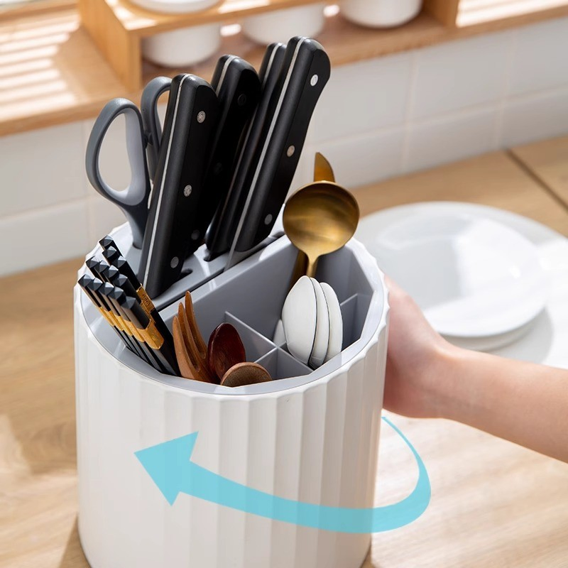 Top-Rated Multi-Functional Kitchen Organizer-Rotating Knife &amp; Cutlery Rack for Utensils, Chopsticks