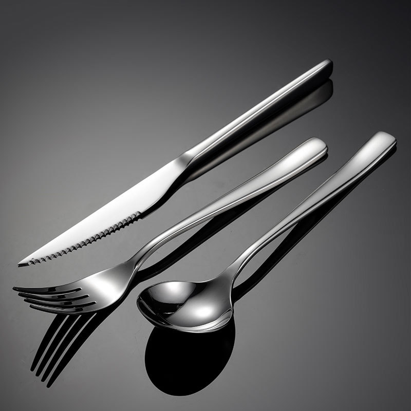 304 Stainless Steel Knife Fork Spoon Set Hotel Heavy Cutlery with Square Handle