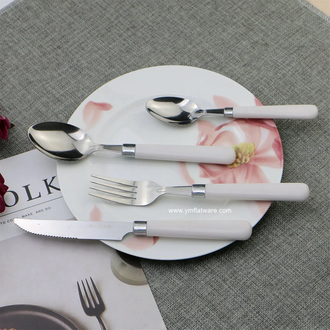 Stainless White Plastic Handle Cutlery Top Sale on Amazon