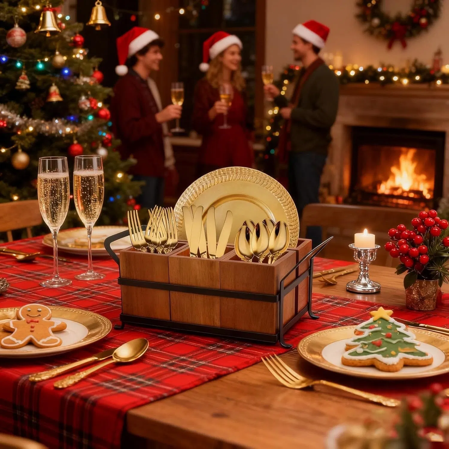 Wholesale Price OEM Manufacturer Personalized Customed Wooden Cutlery Organizer Box Compartment Utensil Storage Box Portable Kitchen Organizer