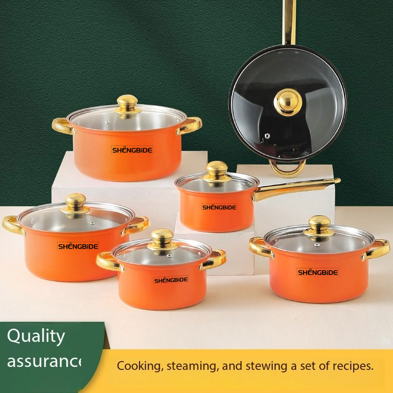 High Aesthetic Multifunctional Kitchen Utensil Pot and Pot Stainless Steel Cookware Set