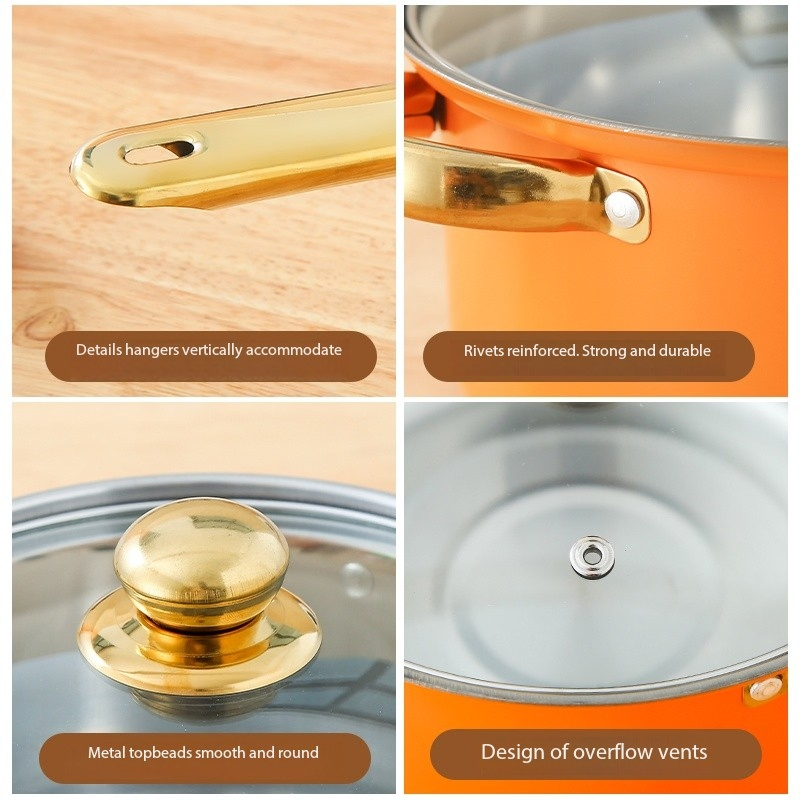 High Aesthetic Multifunctional Kitchen Utensil Pot and Pot Stainless Steel Cookware Set