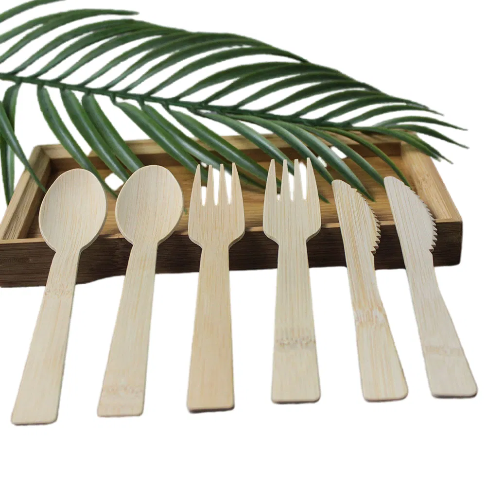 High Quality Disposable Biodegradable Natural Bamboo Cutlery Fork Spoon Knife Set