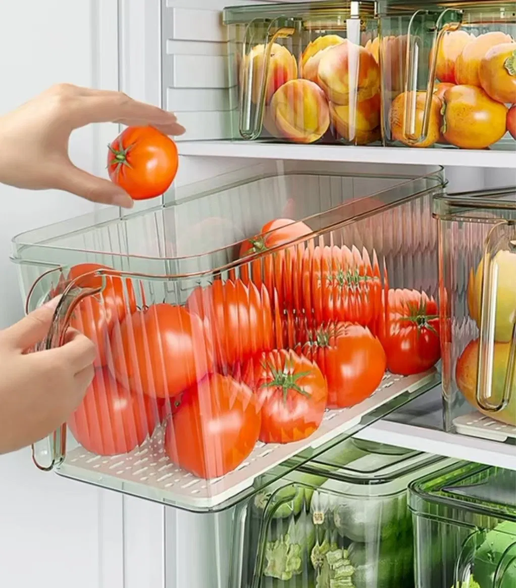 Kitchen and Pantry Storage Organizer Clear Refrigerator Storage Box Airtight Refrigerator Food Container with Lid Handle