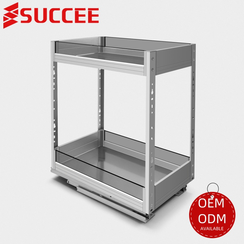 Glass 2 Layers Slide out Soft Close Spice Kitchen Organizers