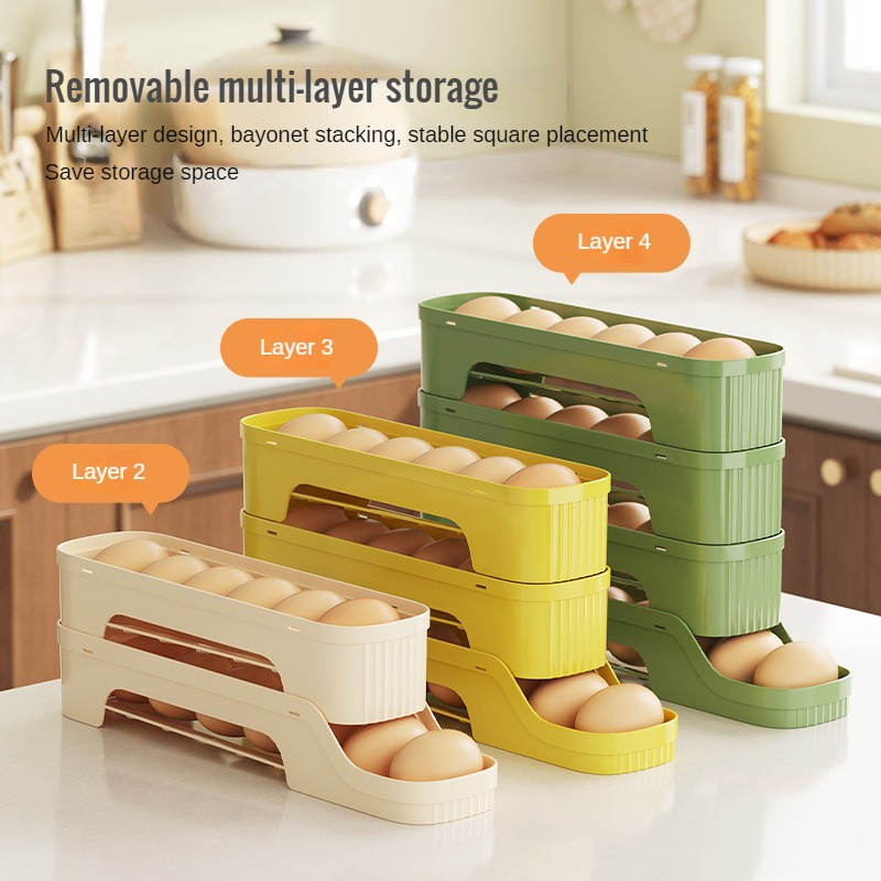 Rolling Egg Organizer Food-Grade Material Space-Saving Fridge Side Door Storage