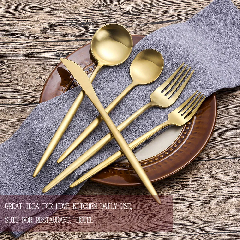 Wholesale Modern Luxury Gold Stainless Steel Dinner Cutlery with FDA