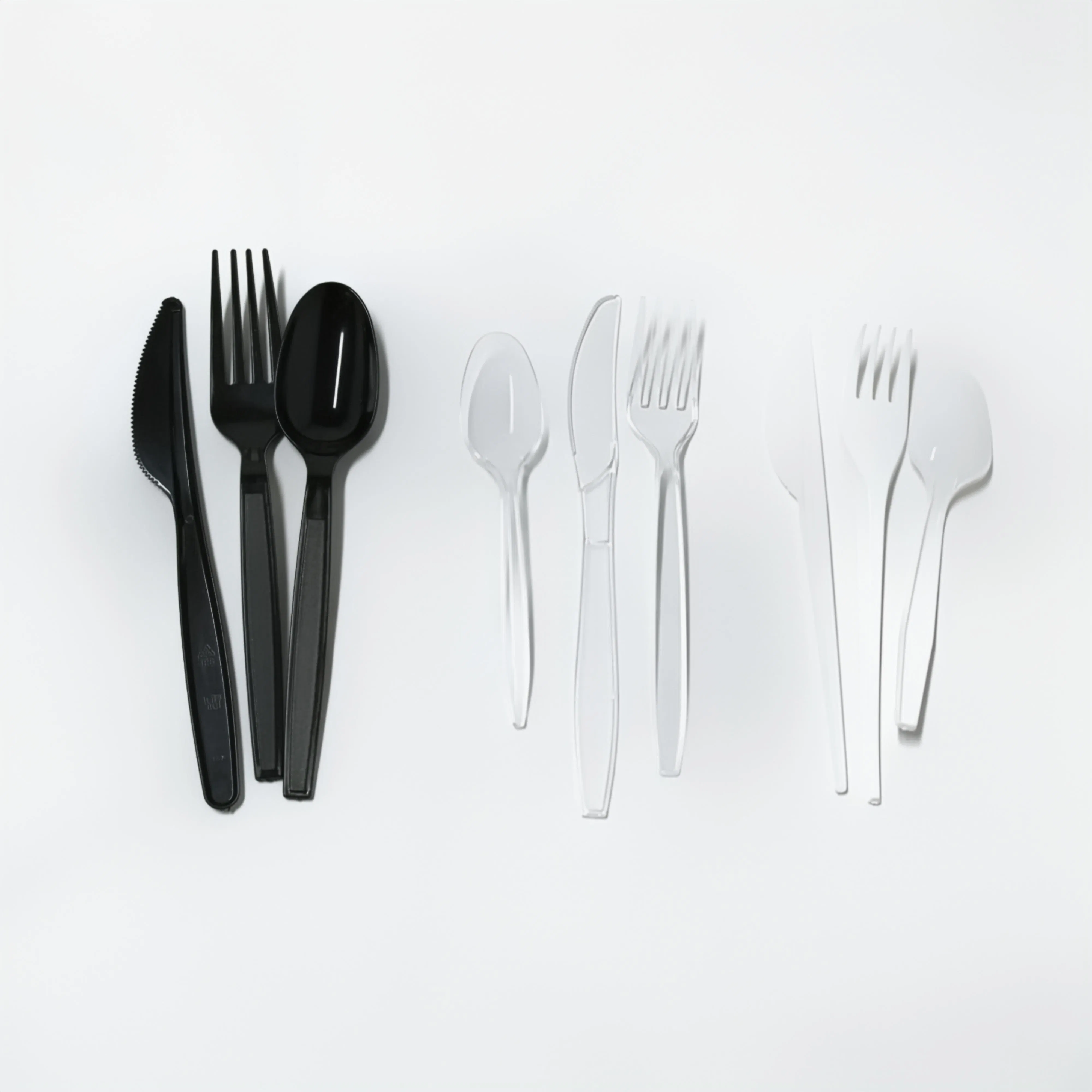 Disposable Clear Plastic Cutlery Sets Disposable PS Fork Spoon Knife Plastic Cutlery in Set PP Napkin Utensiles White Black Transparent Clear