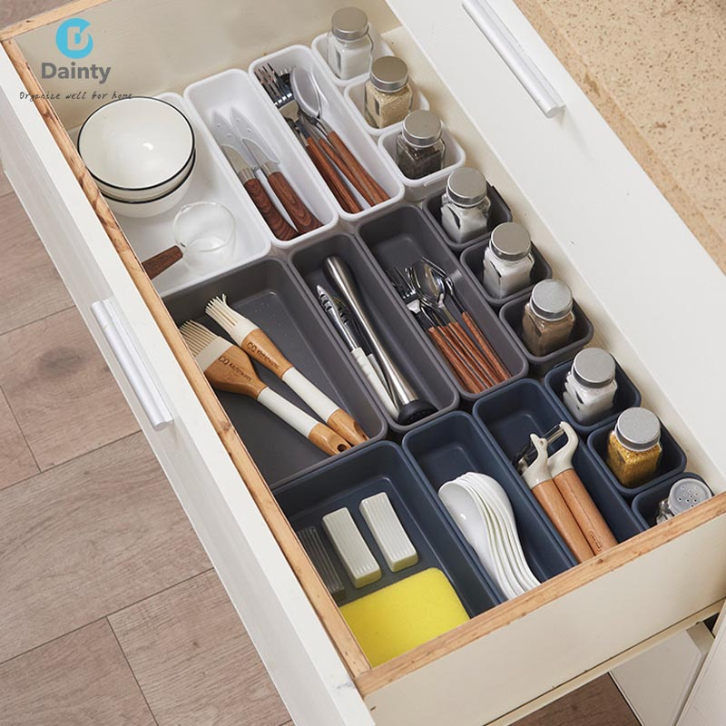 Practical 8 - Piece Interlocking Bin Pack: Ideal Drawer Organizers and Storage Rack for Kitchen