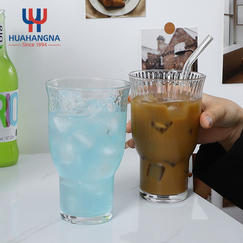 Large Capacity Vintage Wide-Mouth Glass Cup for Iced American Coffee Soda Bubble Water Cold Drinks Fruit Tea-Niched Drinkware