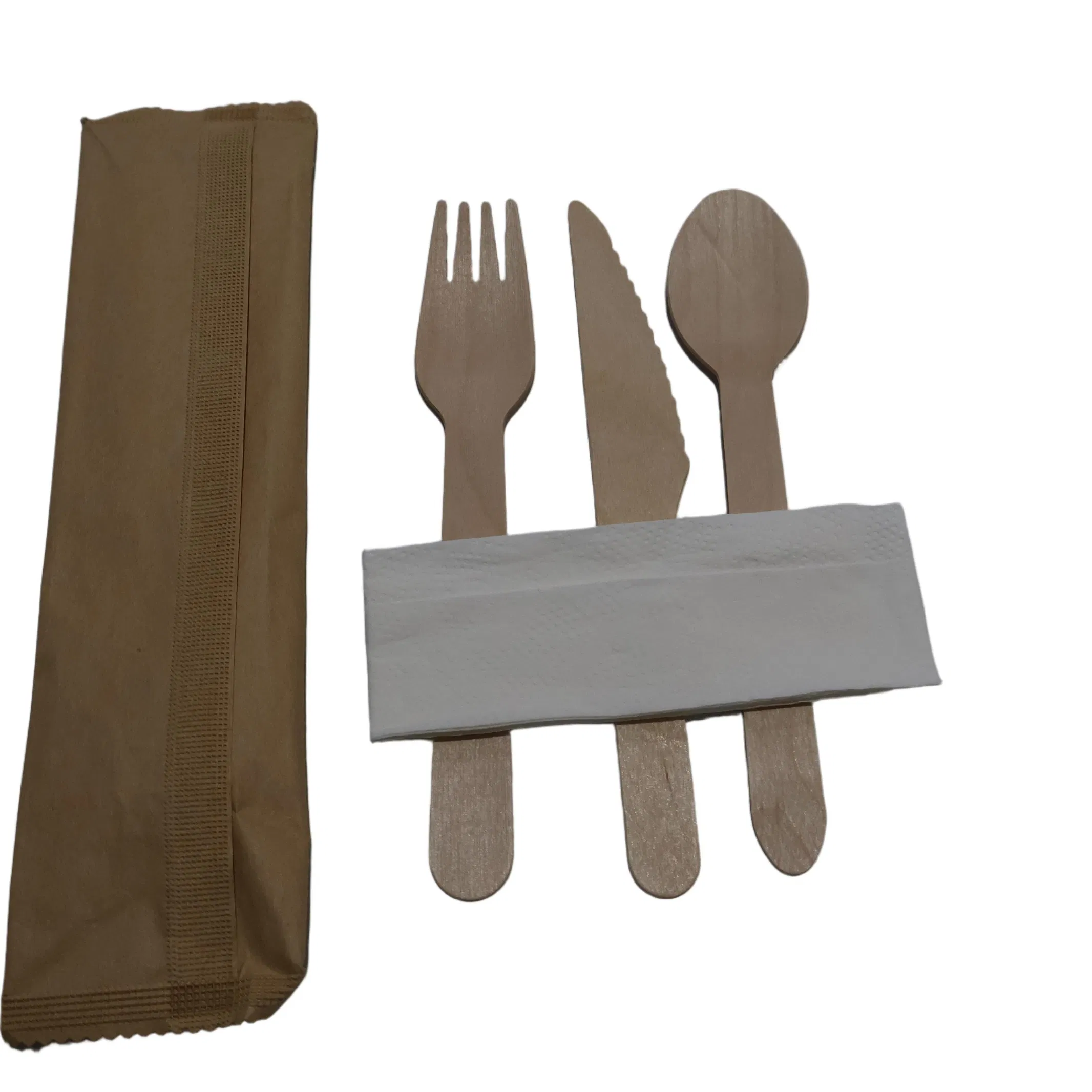 Eco-Friendly Compostable Wood Wooden Spoon Fork Knife Cutlery Set
