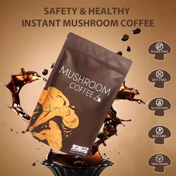 OEM/ODM Packaging 6 in 1 Mushroom Blend Powder Instant Organic Mushroom Coffee