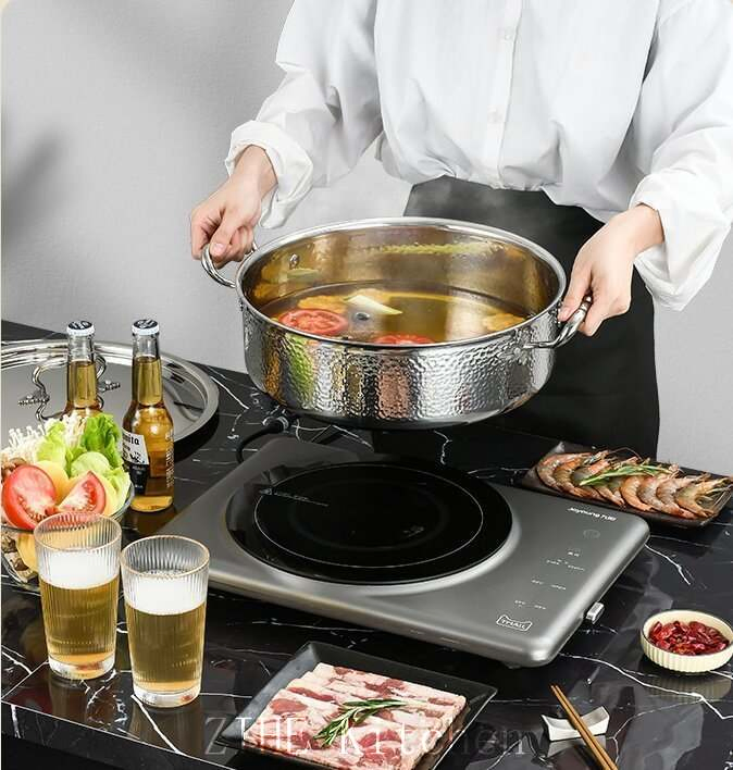 Stainless Steel Golden Double Ear Commercial Induction Cooker and Household Cookware