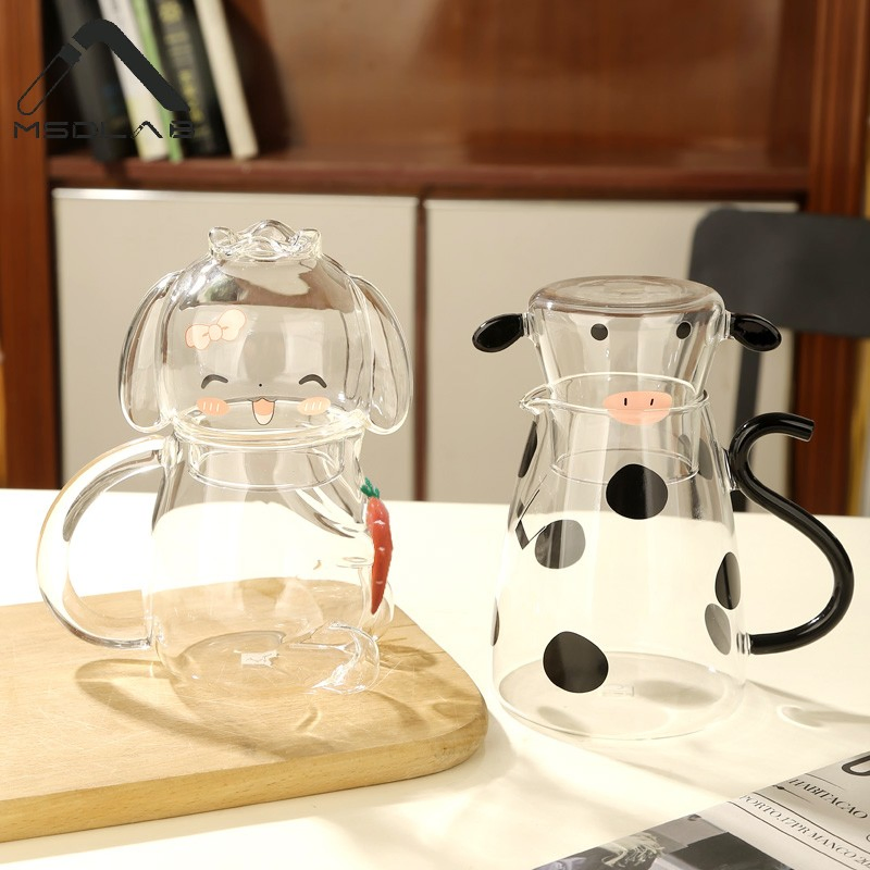 Artistic Rabbit Glass Drinkware with Unique Bead Handle Accessory