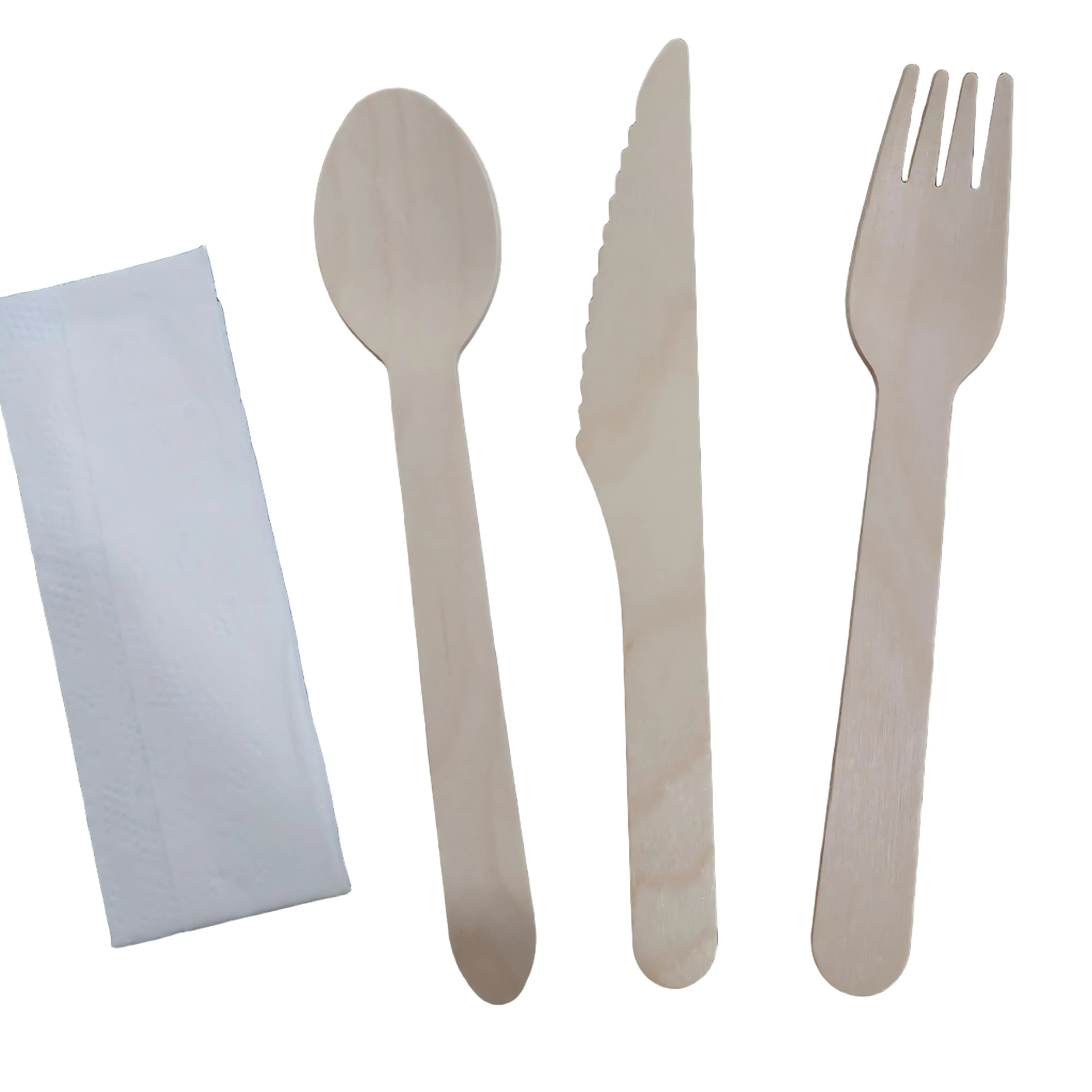 Eco-Friendly Compostable Wood Wooden Spoon Fork Knife Cutlery Set