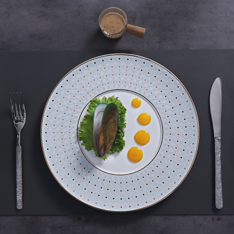 Restaurant Dinnerware Blue Bone China Dinner Set Fine Tableware for Hospitality