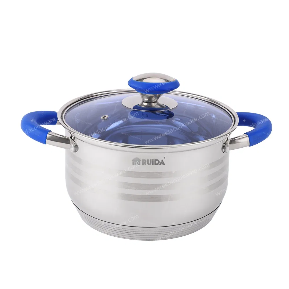 Customized Kitchen Appliance Blue Silicone 6/8/10/12PCS Stainless Steel Kitchenware Set Cookware