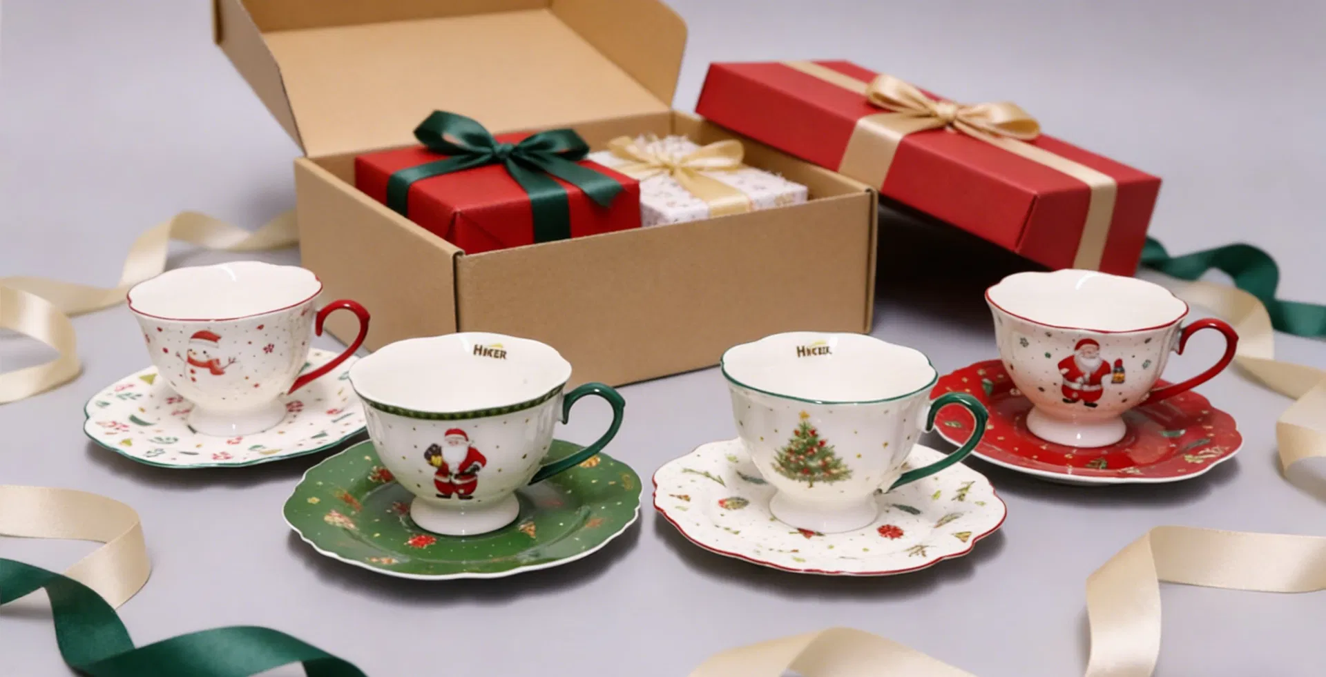 Christmas Tea Cup and Saucer