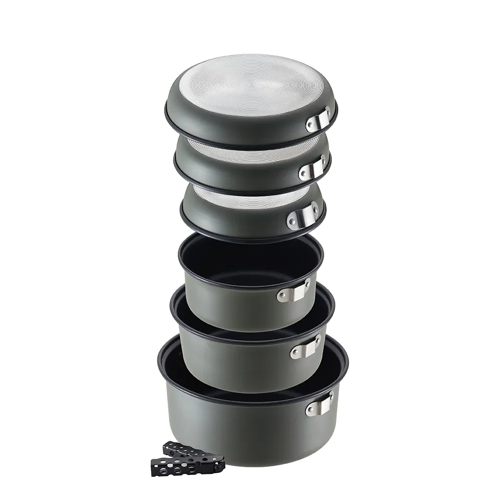 Portable 8PCS Camping Cookware Set: Innovative Aluminum Mess Kit for Outdoor Adventures