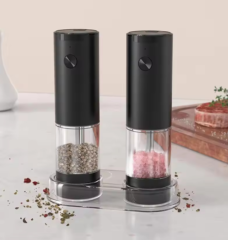 OEM Factory Wholesale 2 in 1 Stainless Steel Battery Electric Salt Pepper Grinder Mill Multi -Functional Accessories Modern Utensils Small Kitchen Appliance