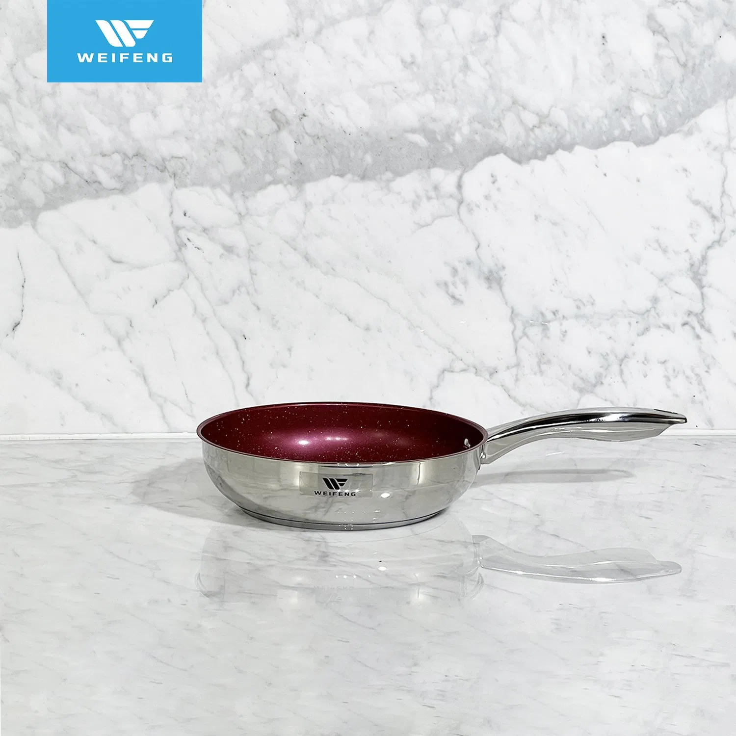 S/S Hollow Handle Colored Non-Stick Coating Fry Pan, Stainless Steel Non-Stick Cookware