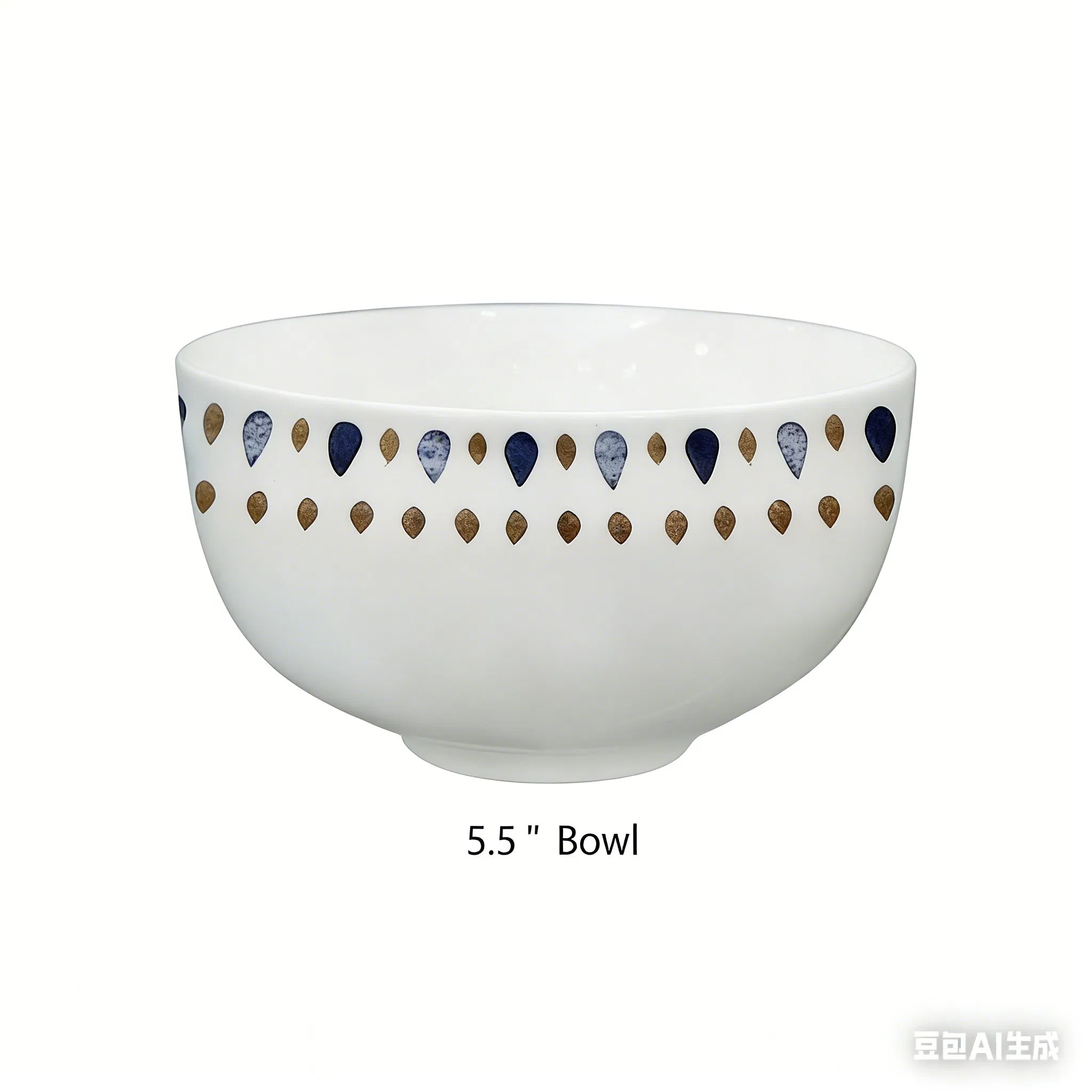 Ceramic Dinner Plates Set Blue Gold Printed Tableware for Middle East