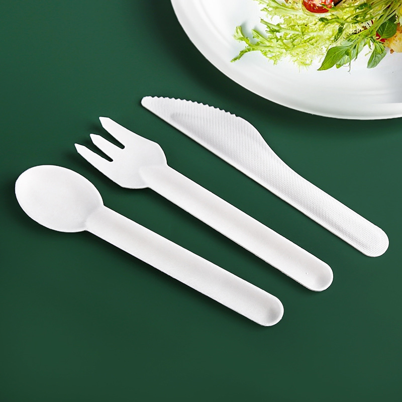 Compost Disposable Sugarcane Knife Fork Spoon Bagasse Cutlery